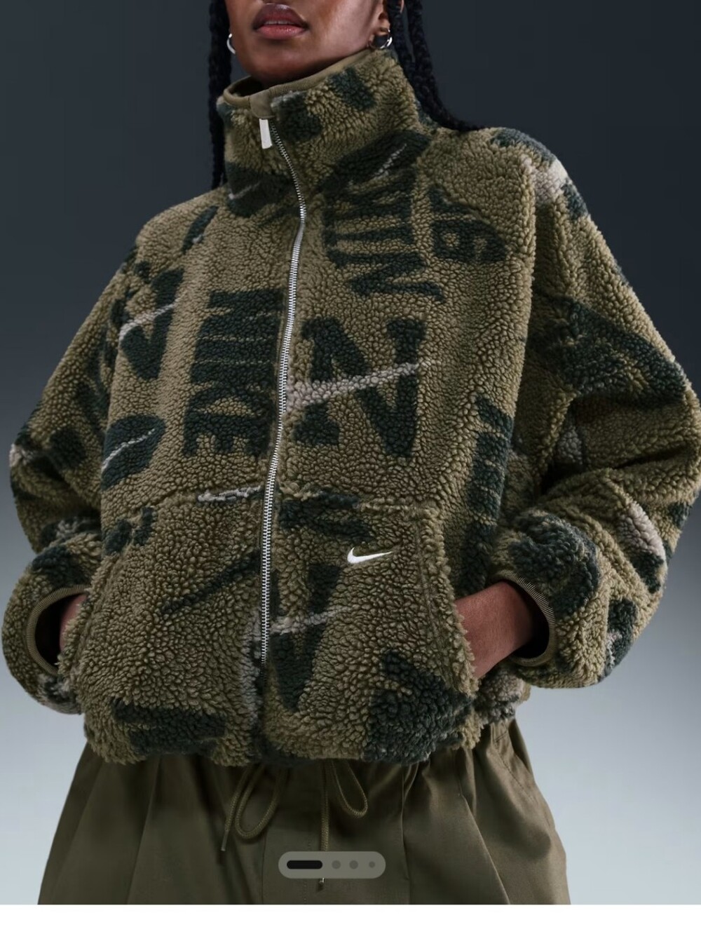 NWT Nike High Pile Olive Green Sherpa Jacket Medium - Picture 8 of 11